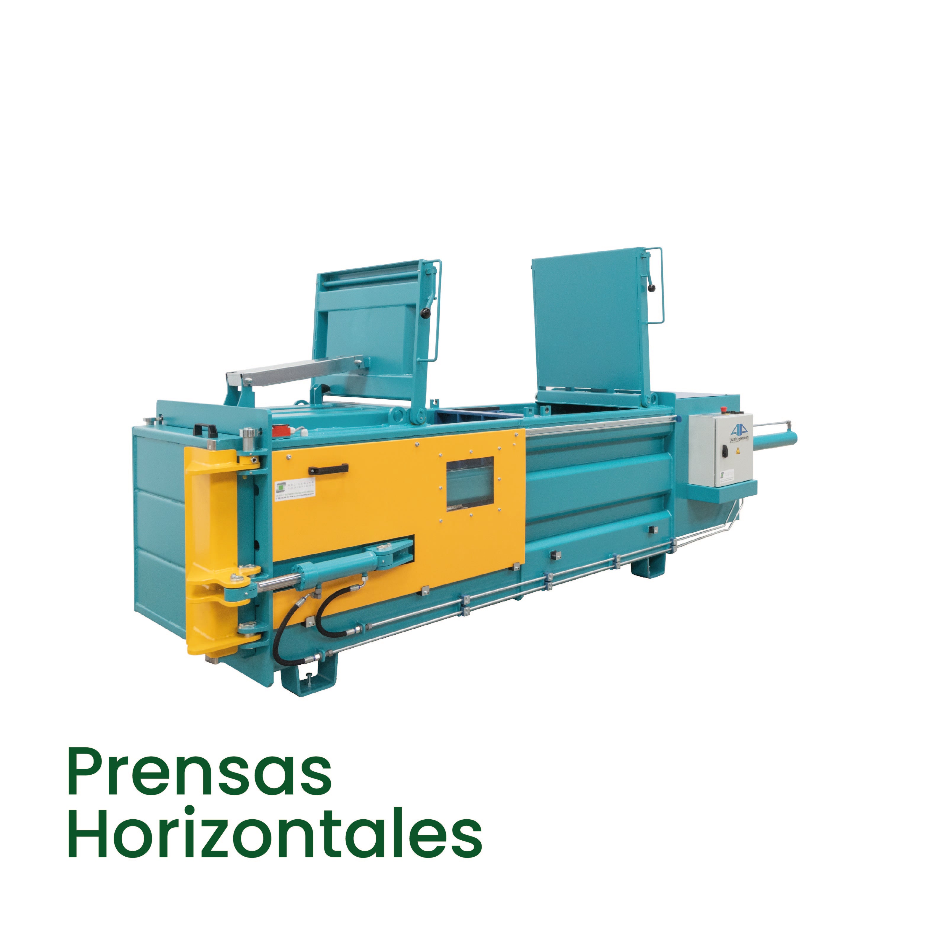 Prensas horizontales para compactar residuos y optimizar espacio, ideal para cartón y plástico.