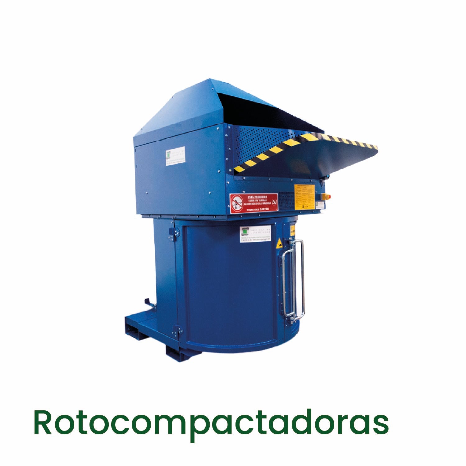 Rotocompactadora Valpak profesional para compactar cartón, plástico y otros residuos sólidos.